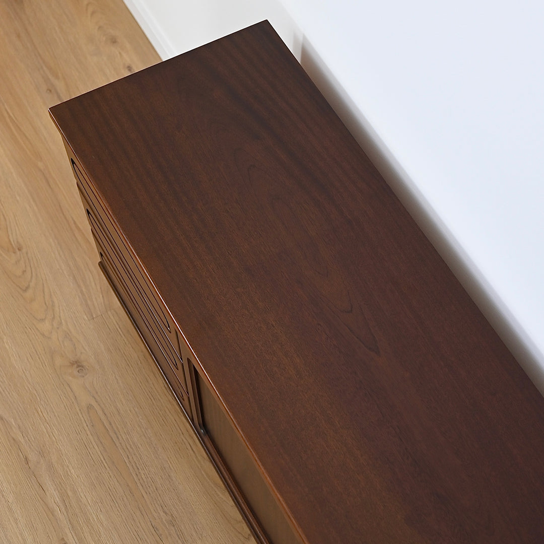 Mid Century Walnut Sideboard LP Record Cabinet by Noblett