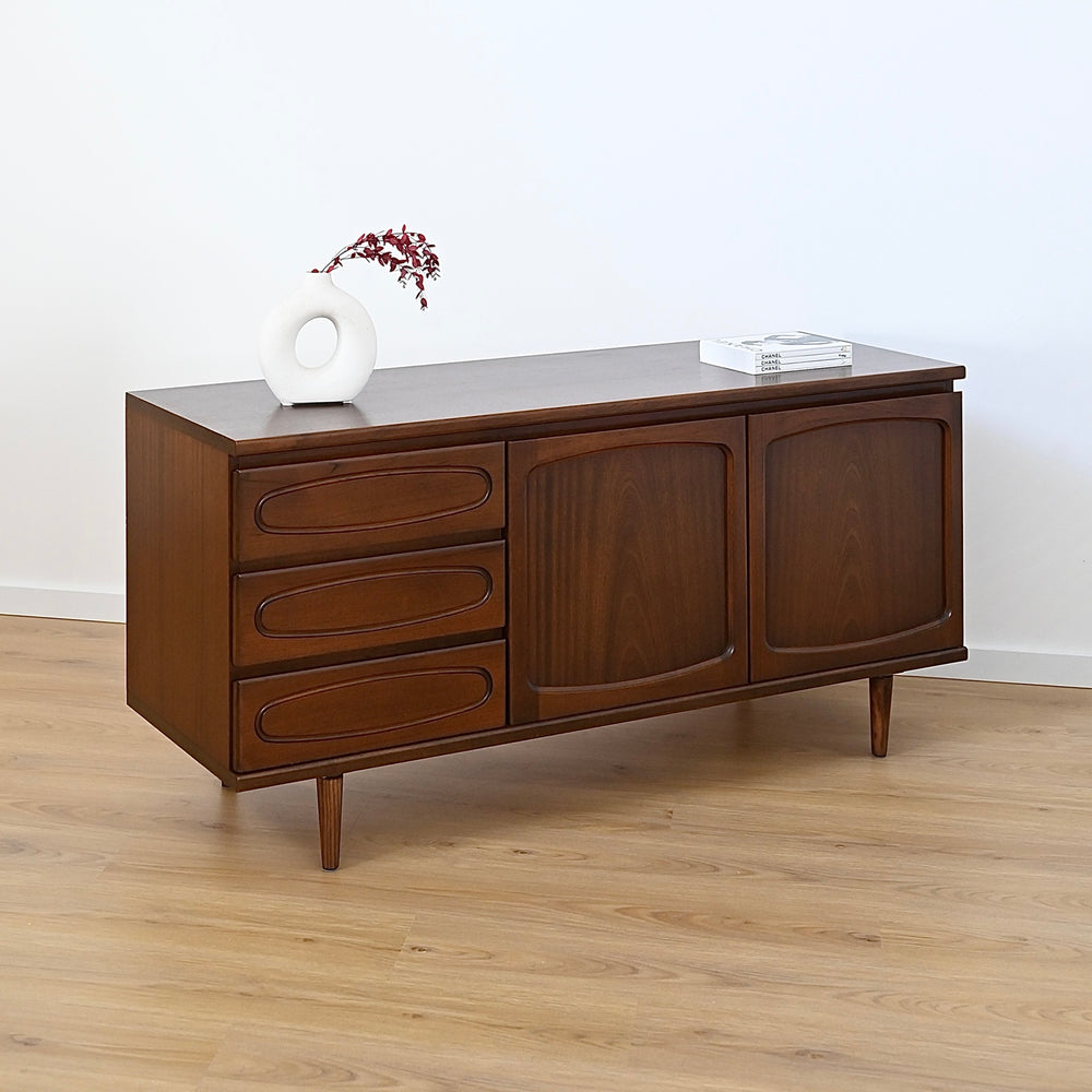Mid Century Walnut Sideboard LP Record Cabinet by Noblett