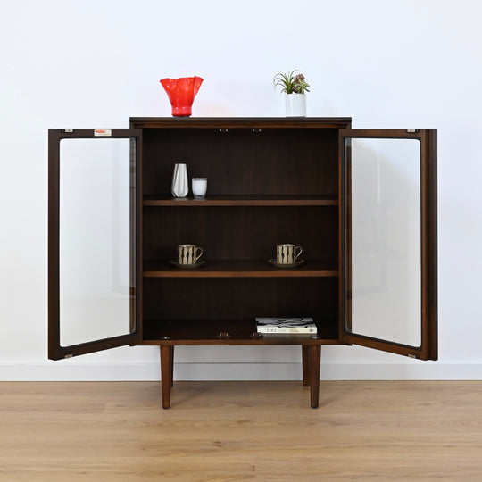 Mid Century Walnut Sideboard Display Cabinet by Chiswell