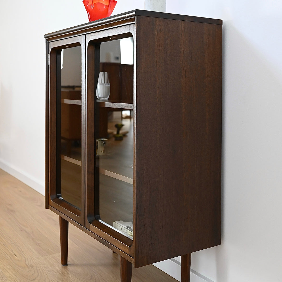 Mid Century Walnut Sideboard Display Cabinet by Chiswell