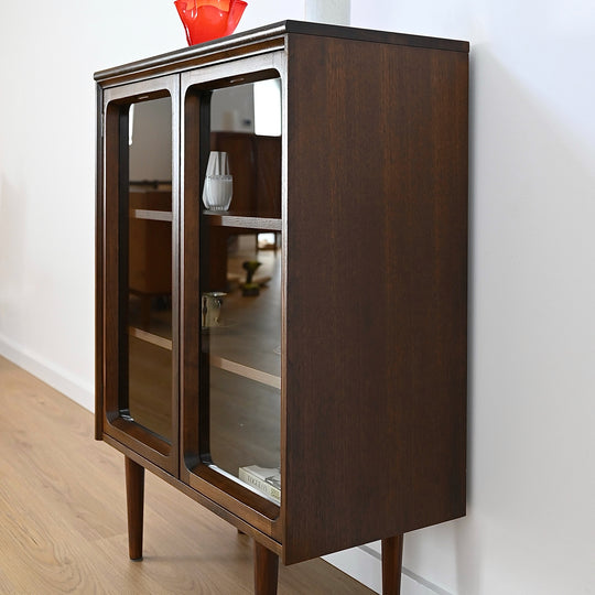 Mid Century Walnut Sideboard Display Cabinet by Chiswell