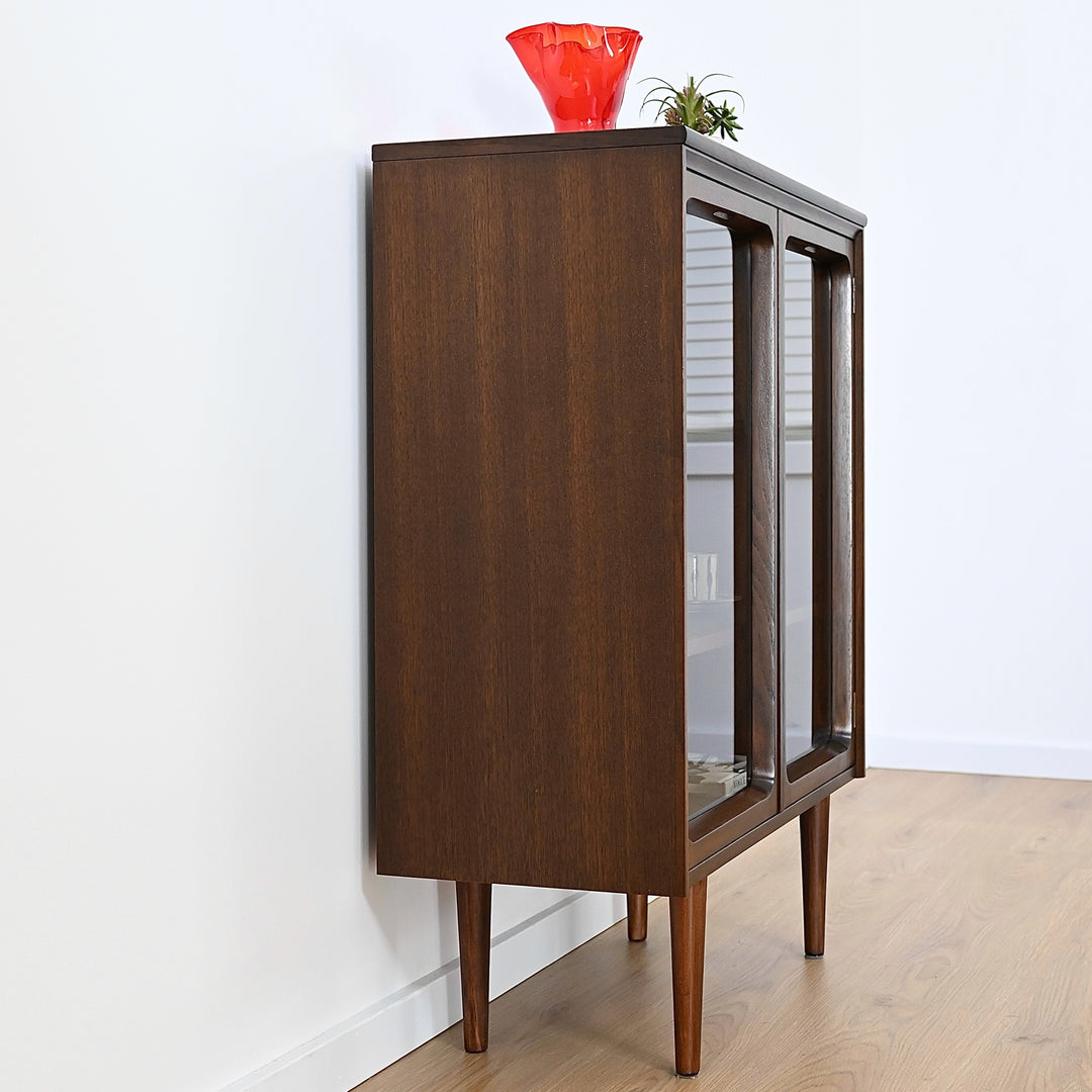 Mid Century Walnut Sideboard Display Cabinet by Chiswell