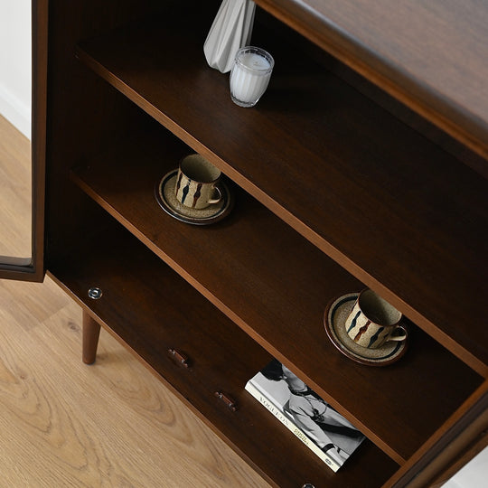 Mid Century Walnut Sideboard Display Cabinet by Chiswell