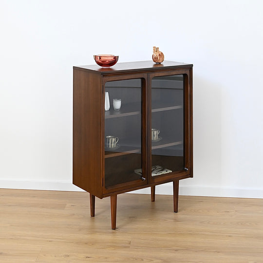 Mid Century Walnut Sideboard Display Cabinet by Chiswell