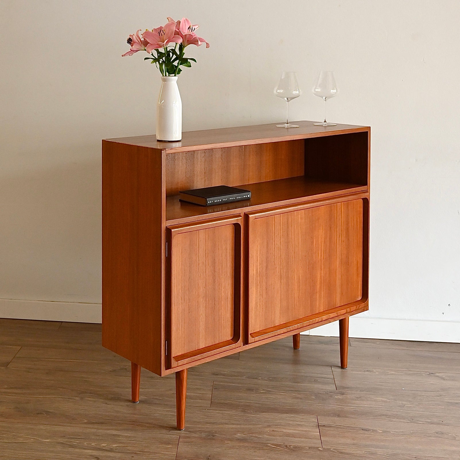 Mid Century Teak Sideboard Buffet Bar Cabinet by Chiswell
