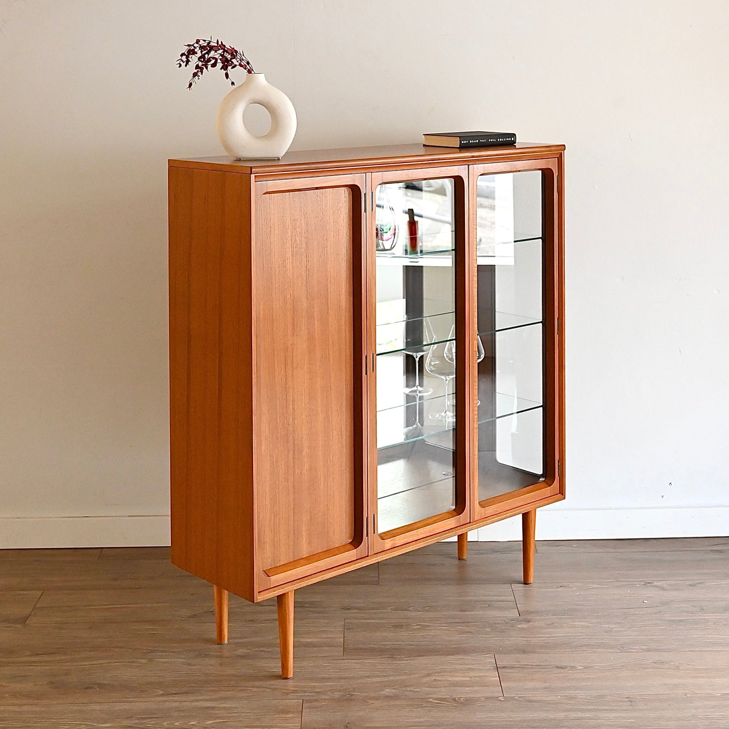 Mid Century Teak Sideboard Display Cabinet Credenza by Chiswell