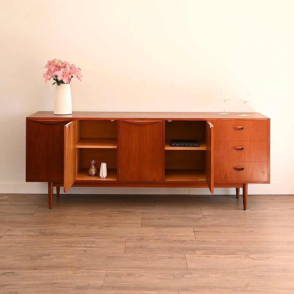 Mid Century Teak Sideboard Buffet Credenza by Chiswell