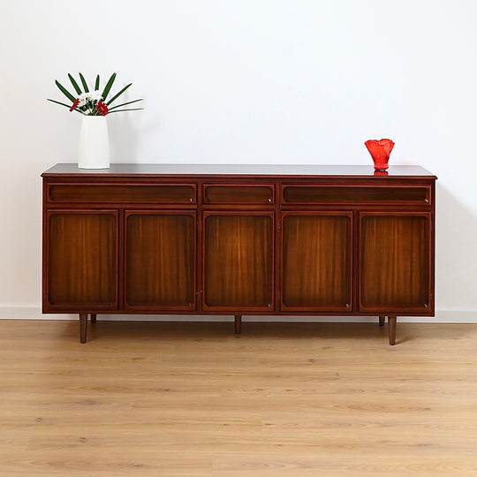 Mid Century Walnut Sideboard Buffet Cabinet by Chiswell