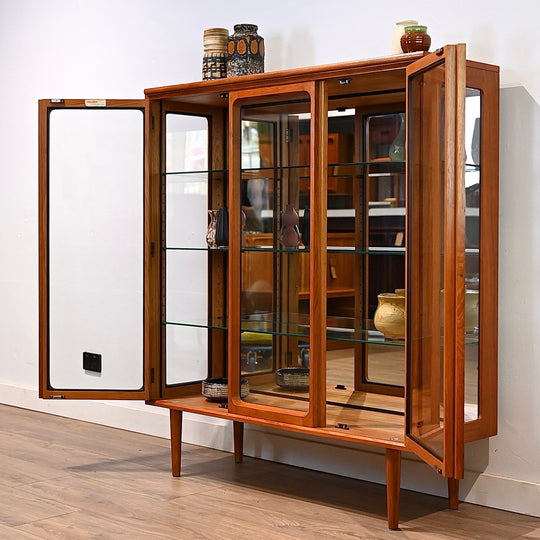 Mid Century Teak Sideboard Display China Cabinet by Chiswell