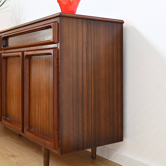 Mid Century Walnut Sideboard Buffet Cabinet by Chiswell