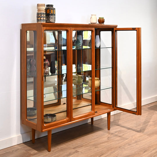 Mid Century Teak Sideboard Display China Cabinet by Chiswell