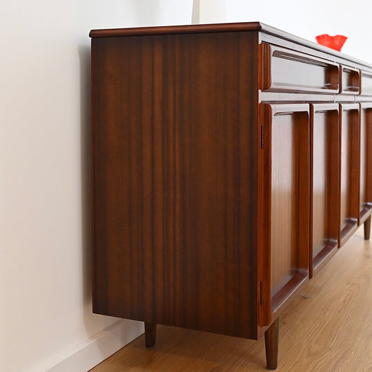 Mid Century Walnut Sideboard Buffet Cabinet by Chiswell