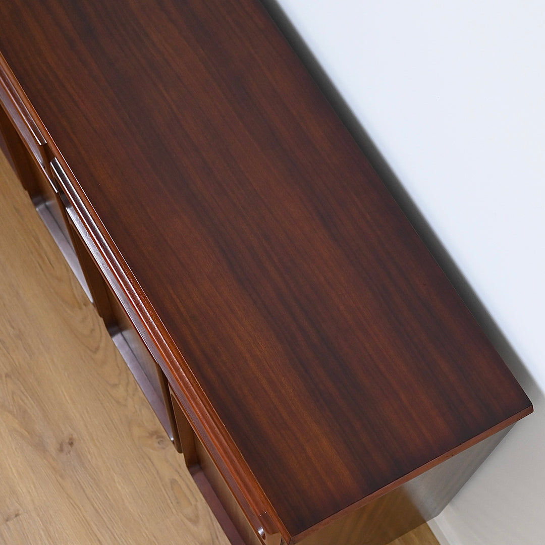 Mid Century Walnut Sideboard Buffet Cabinet by Chiswell