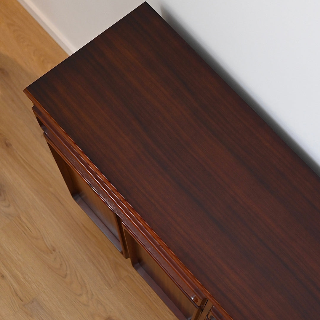 Mid Century Walnut Sideboard Buffet Cabinet by Chiswell