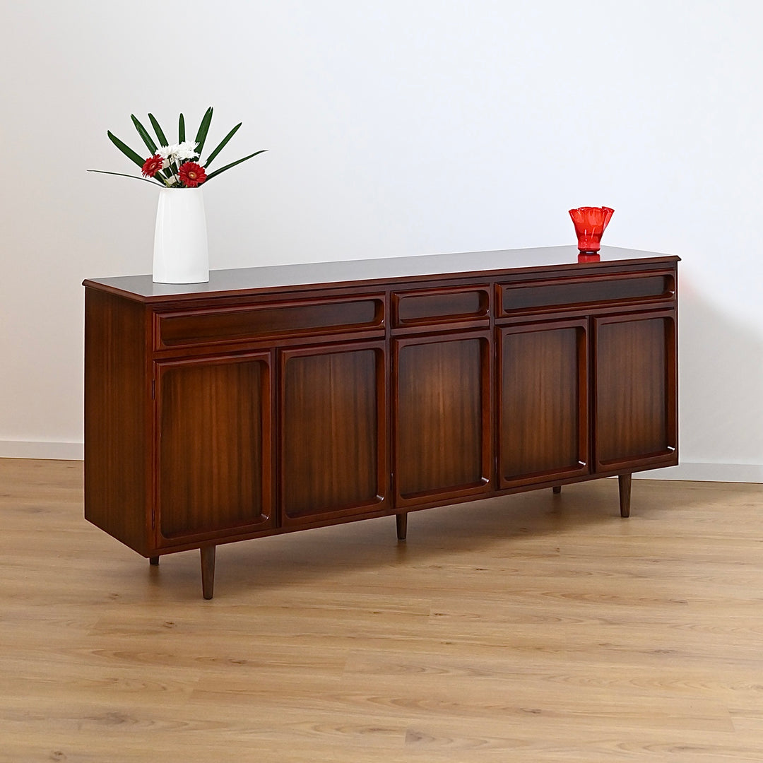 Mid Century Walnut Sideboard Buffet Cabinet by Chiswell