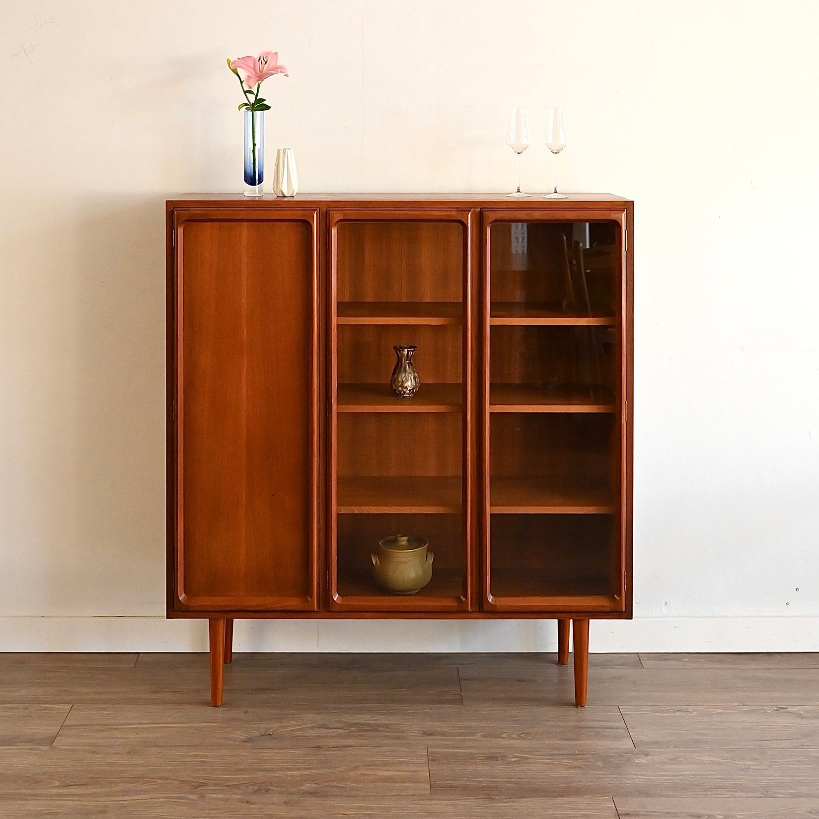 Mid Century Teak Sideboard Display Cabinet Credenza by Chiswell