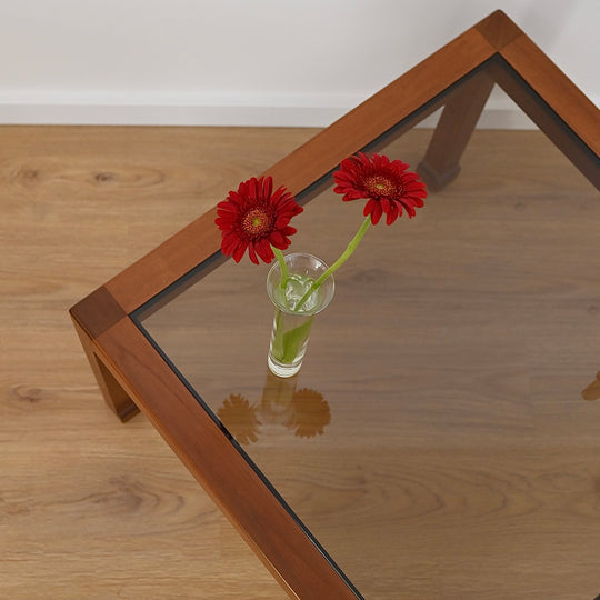 Mid Century Teak Smoked Glass Square Coffee or Side Table by Chiswell