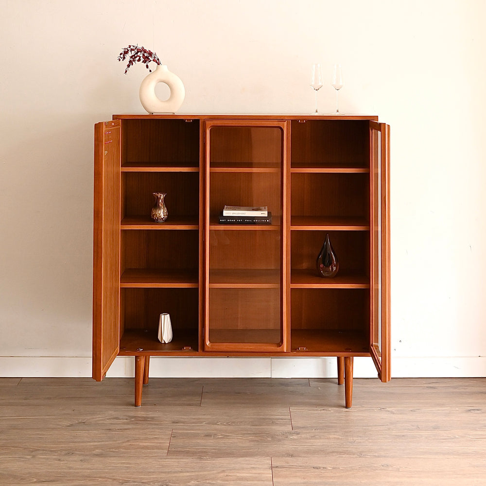Mid Century Teak Sideboard Credenza Display Cabinet by Chiswell