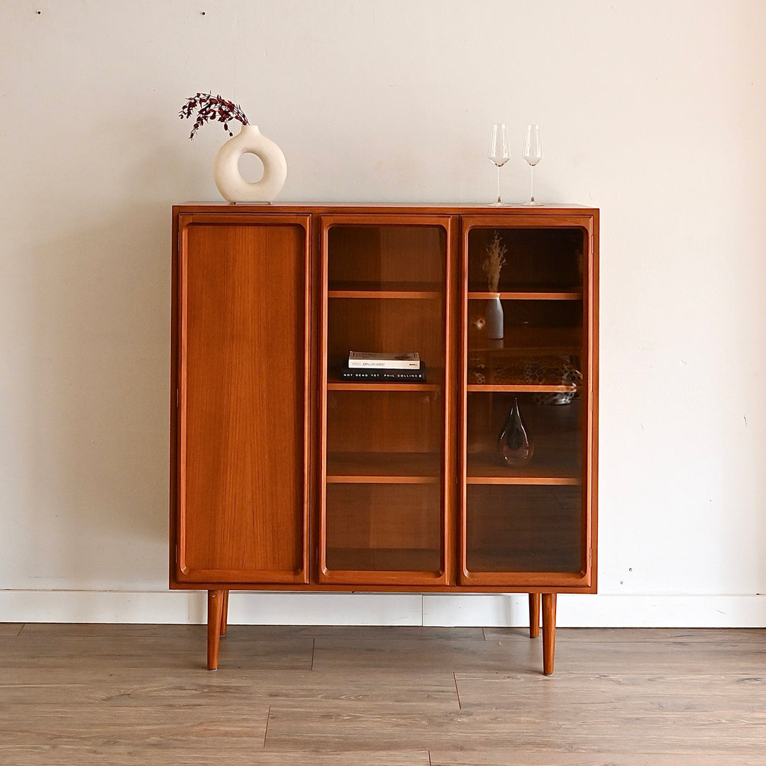 Mid Century Teak Sideboard Credenza Display Cabinet by Chiswell