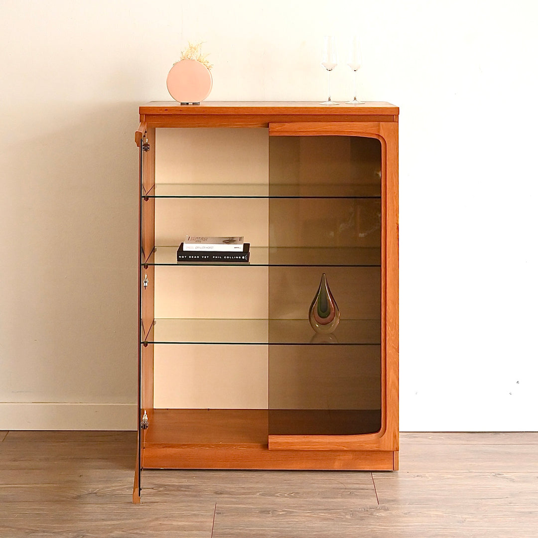 Mid Century Teak Sideboard Display China Cabinet by Chiswell