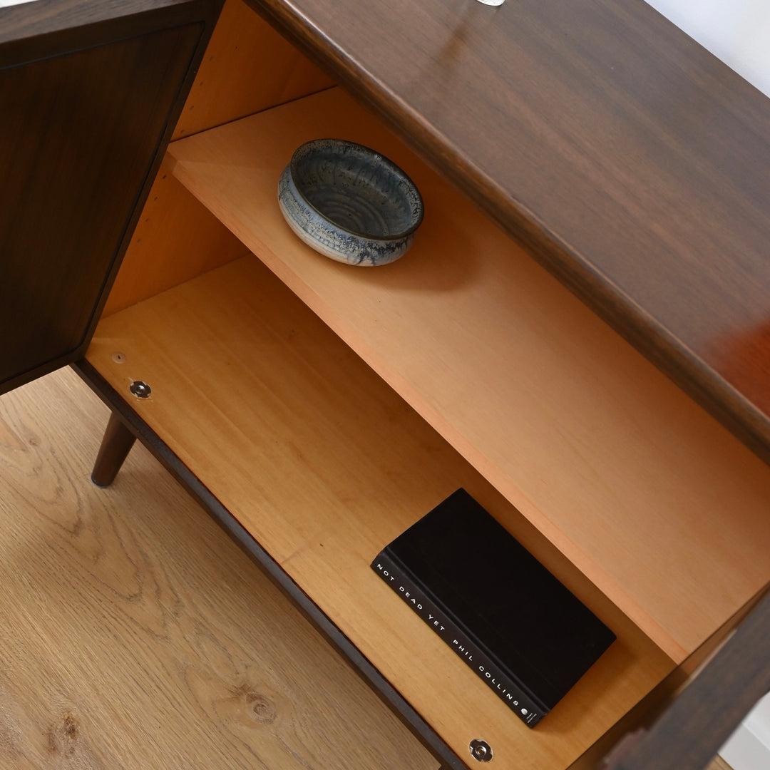 Mid Century Walnut Sideboard LP Record Cabinet by Chiswell
