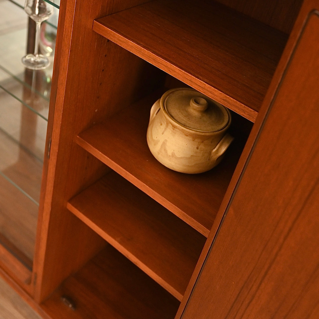 Mid Century Teak Sideboard Buffet Display Cabinet by Chiswell