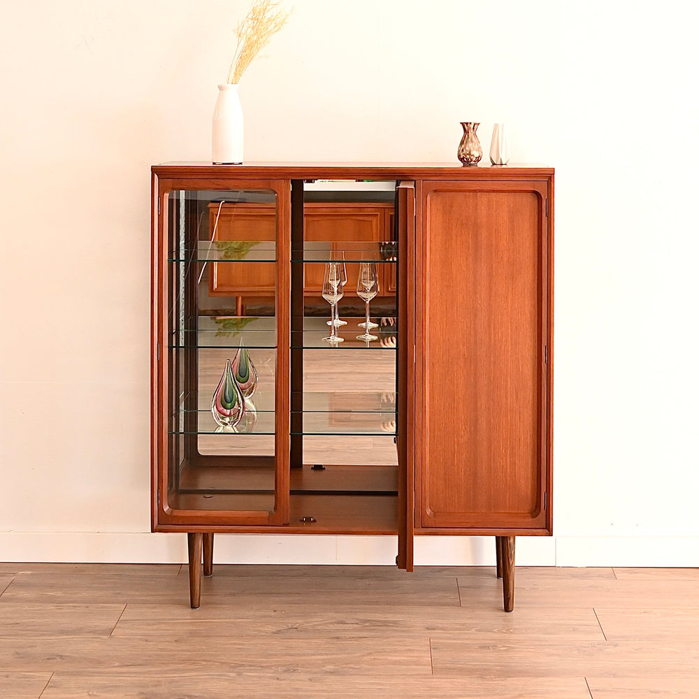 Mid Century Teak Sideboard Buffet Display Cabinet by Chiswell