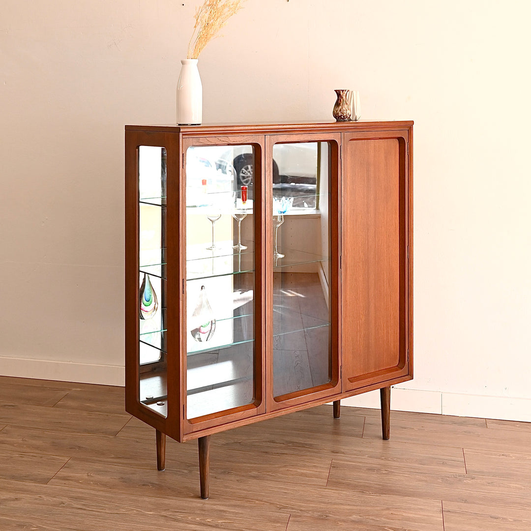 Mid Century Teak Sideboard Buffet Display Cabinet by Chiswell