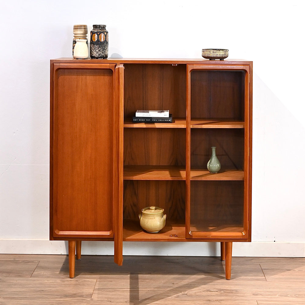 Mid Century Teak Sideboard Buffet Display Cabinet by Chiswell