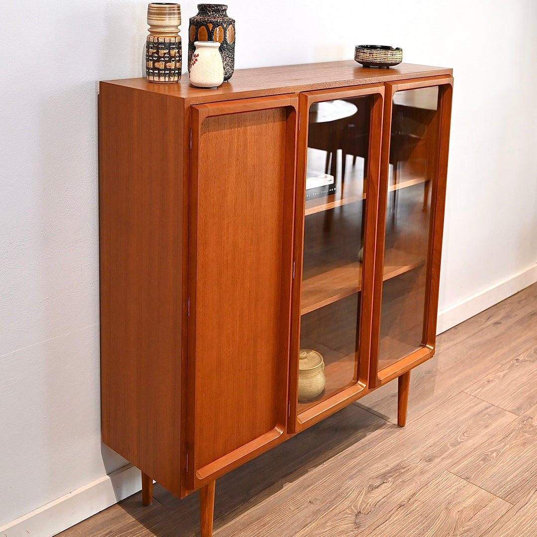 Mid Century Teak Sideboard Buffet Display Cabinet by Chiswell