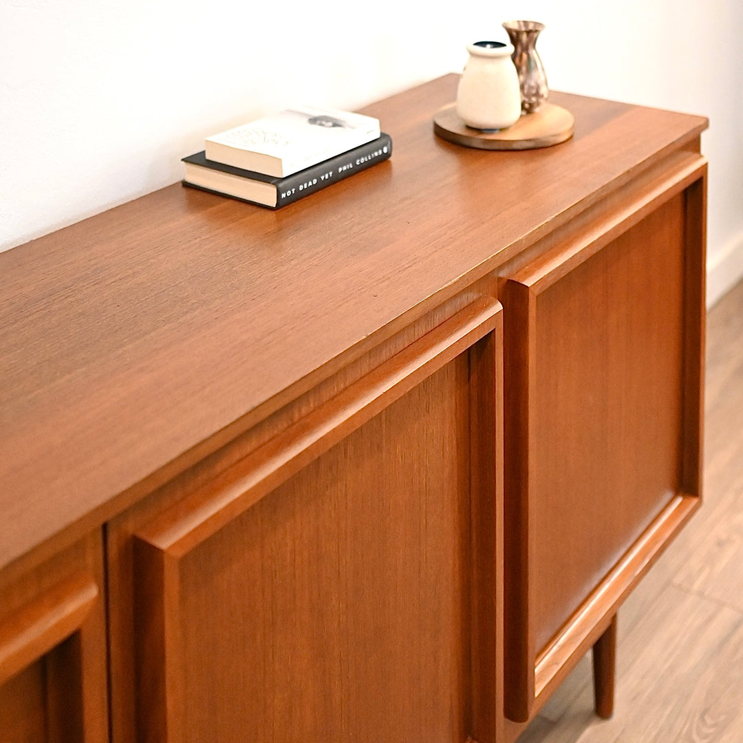 Mid Century Teak Sideboard Buffet LP Record Cabinet by Burgess