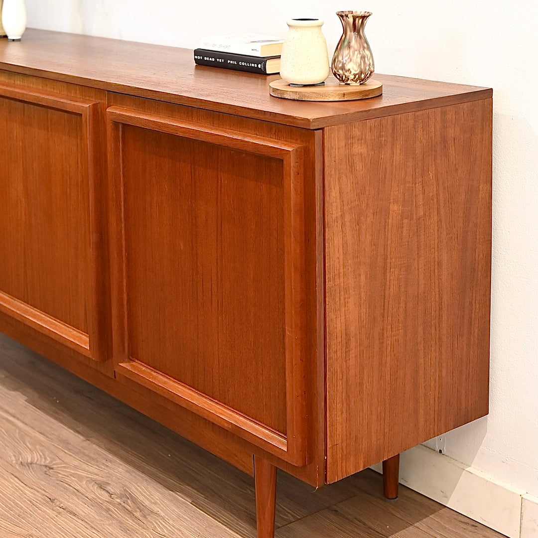 Mid Century Teak Sideboard Buffet LP Record Cabinet by Burgess