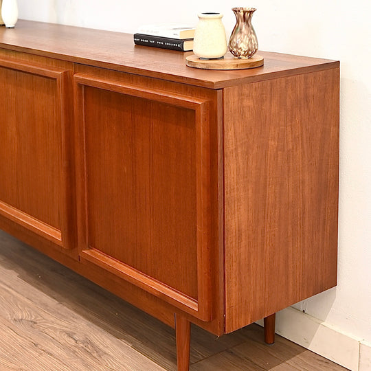 Mid Century Teak Sideboard Buffet LP Record Cabinet by Burgess