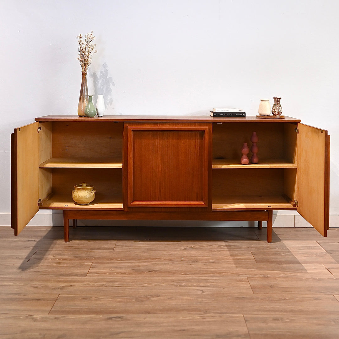 Mid Century Teak Sideboard Buffet LP Record Cabinet by Burgess