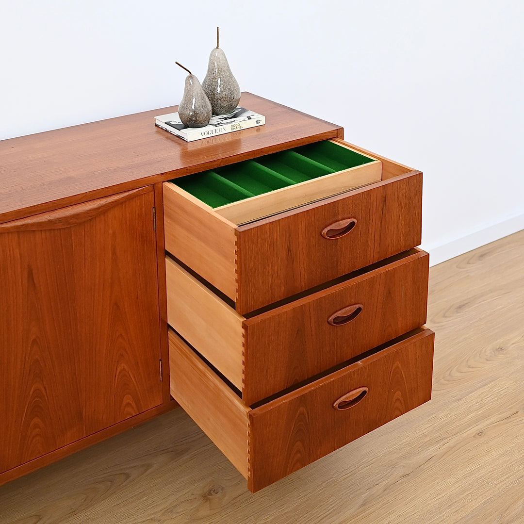 Mid Century Teak Sideboard Buffet Cabinet by Chiswell
