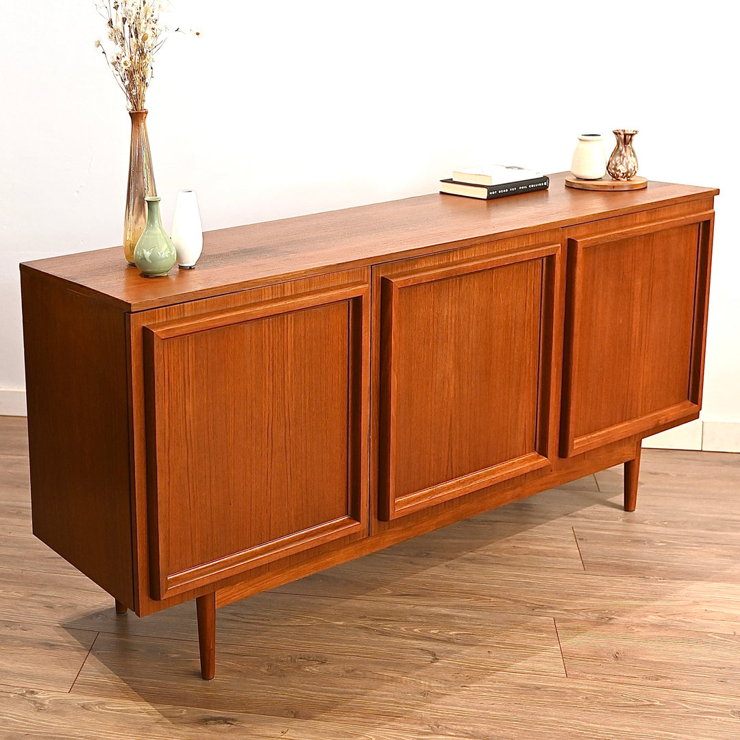 Mid Century Teak Sideboard Buffet LP Record Cabinet by Burgess