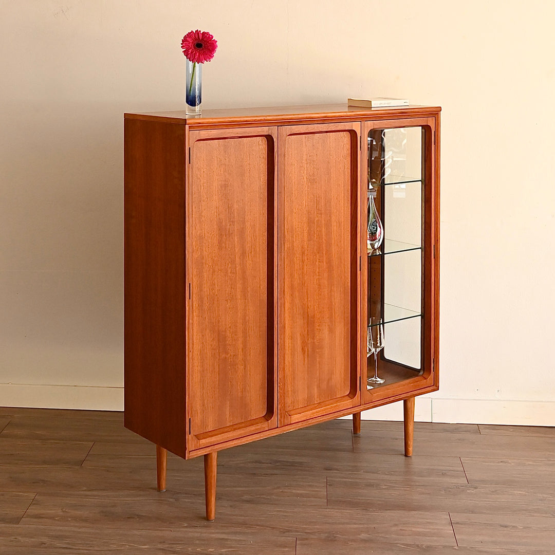 Mid Century Teak Sideboard Credenza Display Bar Cabinet by Chiswell