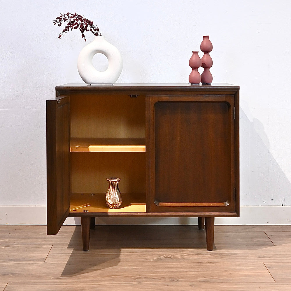 Mid Century walnut LP cabinet sideboard by Chiswell