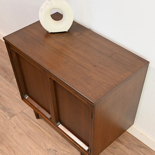 Mid Century walnut LP cabinet sideboard by Chiswell