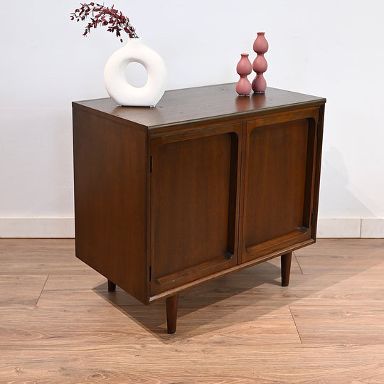 Mid Century walnut LP cabinet sideboard by Chiswell