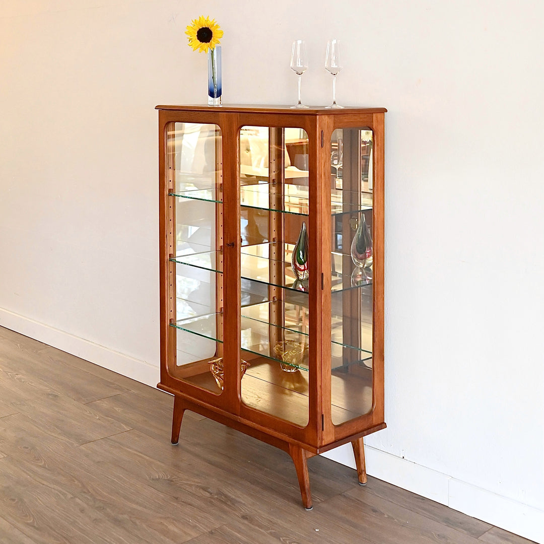 Mid Century Teak Sideboard Glass Display Cabinet by Noblett