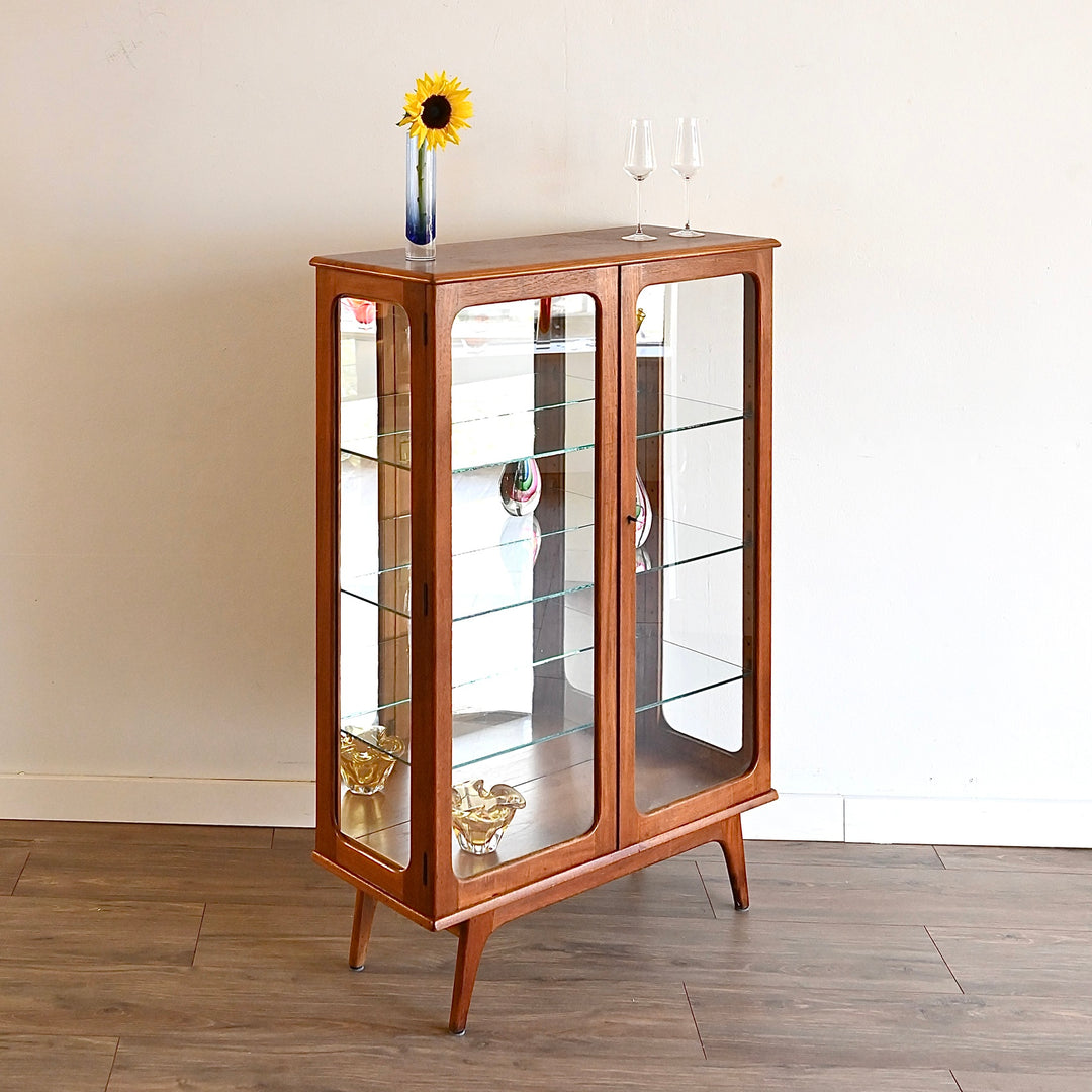 Mid Century Teak Sideboard Glass Display Cabinet by Noblett