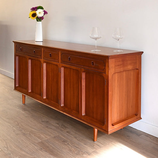 Mid Century Teak Sideboard Buffet Credenza by Chiswell