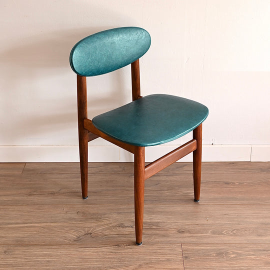 Mid Century Teak Teal Vinyl Dining Chairs by Elite