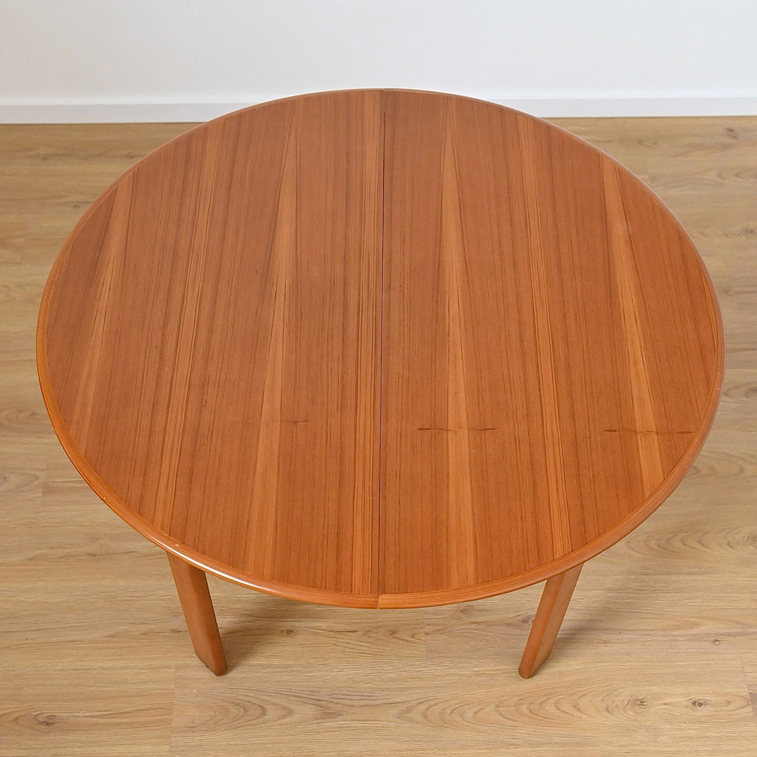 Mid Century Teak Round Extendable Dining Table