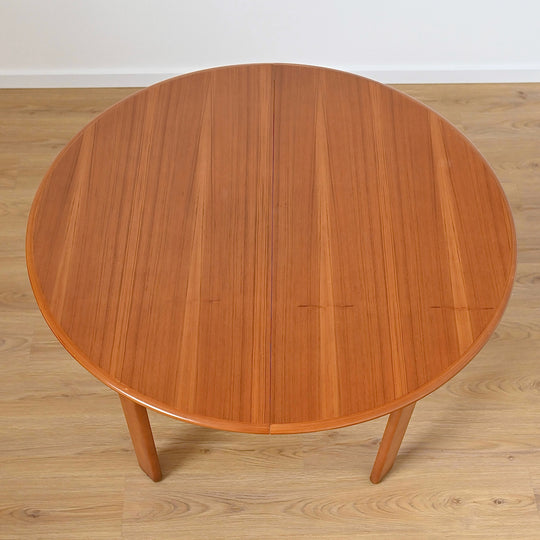 Mid Century Teak Round Extendable Dining Table