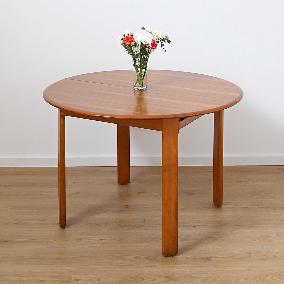 Mid Century Teak Round Extendable Dining Table
