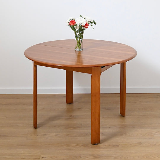Mid Century Teak Round Extendable Dining Table