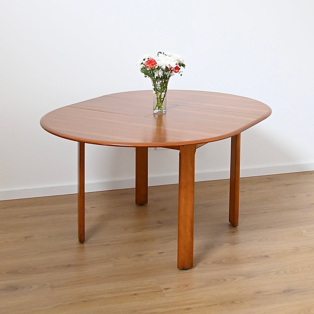 Mid Century Teak Round Extendable Dining Table