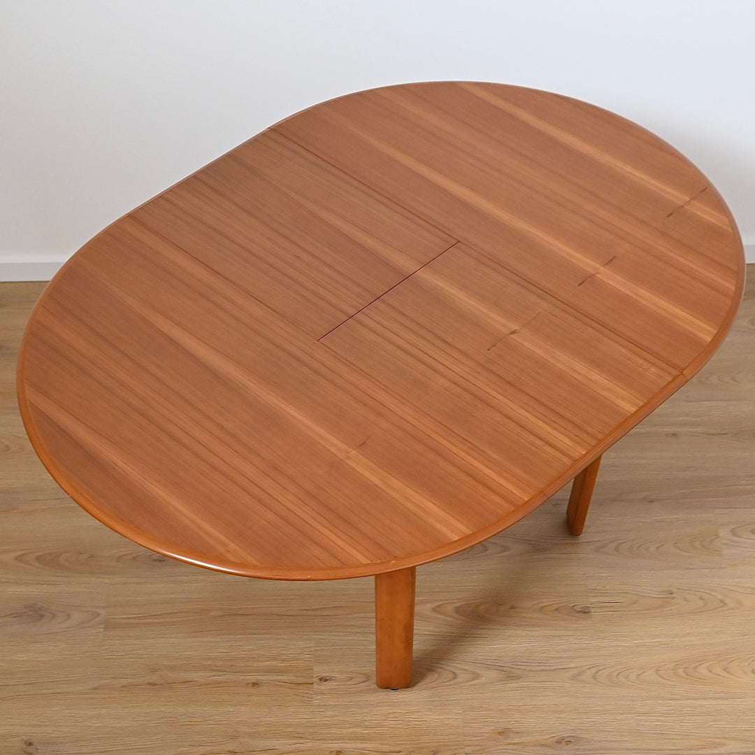 Mid Century Teak Round Extendable Dining Table